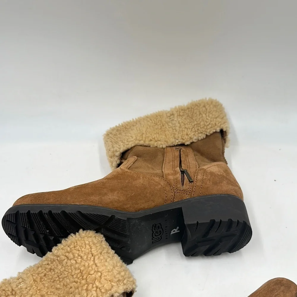UGG Australia Bellevue Leather Sheepskin Lined Boots Women's Size 9 Buckle
